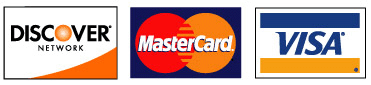 We accept Visa, Mastercard, AmericanExpress, and Discover